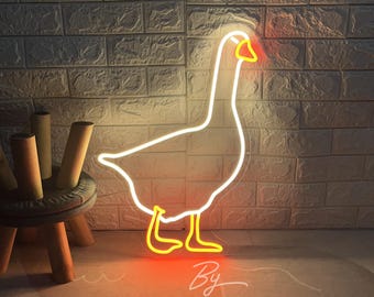 Goose Neon Sign Succinct Cute Small Animal Custom Neon Sign Gift for Kids Pet Shop Decor Bedroom Home Wall Art Decor Led Light Neon Art