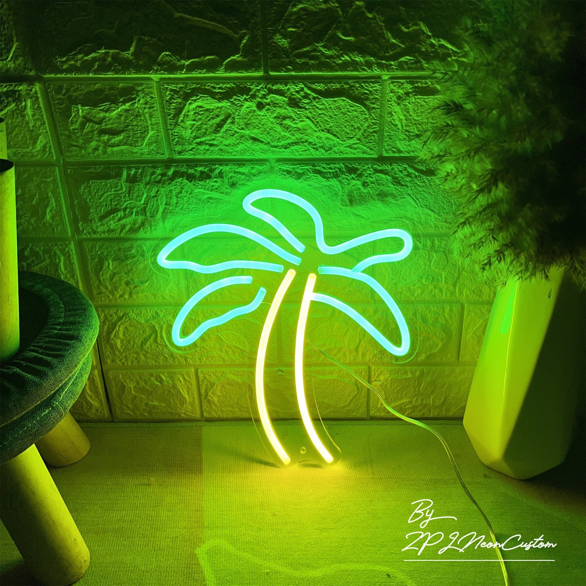 Palm Tree Neon Sign Custom Bar Club Sign Led Light Sign for Summer Party Decor Neon Minimalist Wall Art Handmade Gift for Him Tree Art