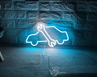 Car Wrench Garage Neon Sign Custom Garage Decor LED Neon Sign Home Wall Decor Auto Shop Decoration Shop Signboard Personalized Gift For Him