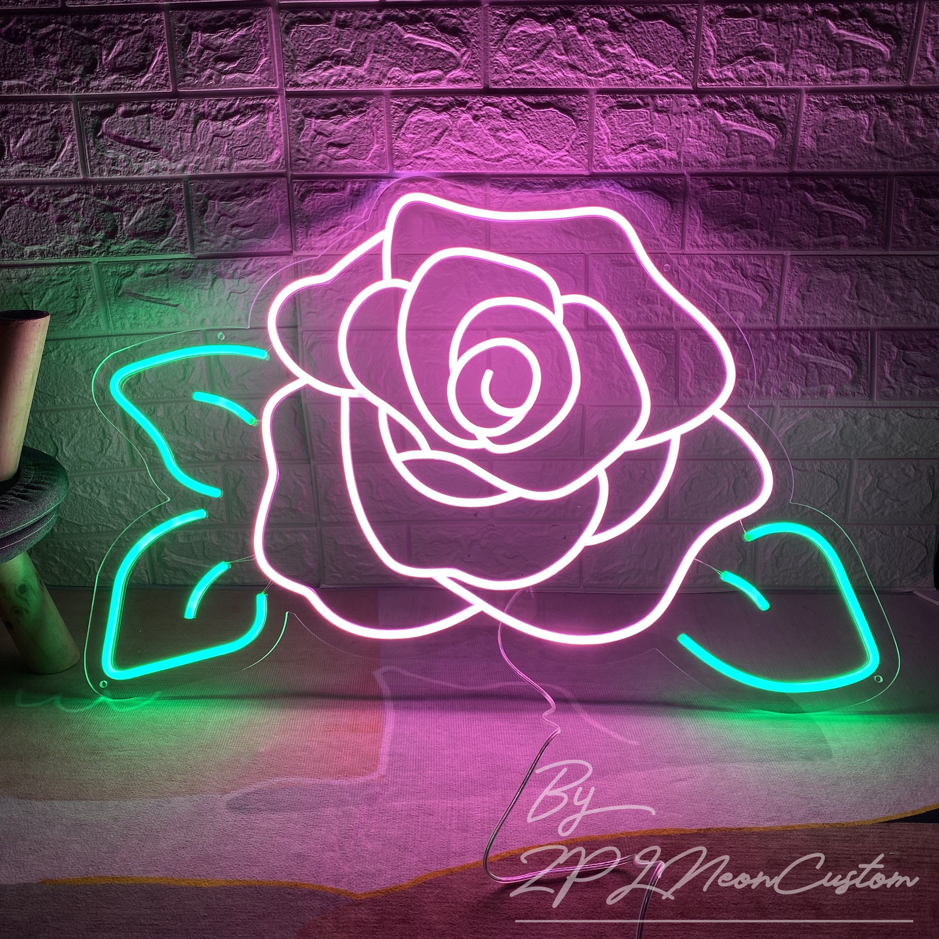 Led Light Sign Roses Custom Rose Neon Sign, Plants LED Light – Home, Shop Decor - Etsy