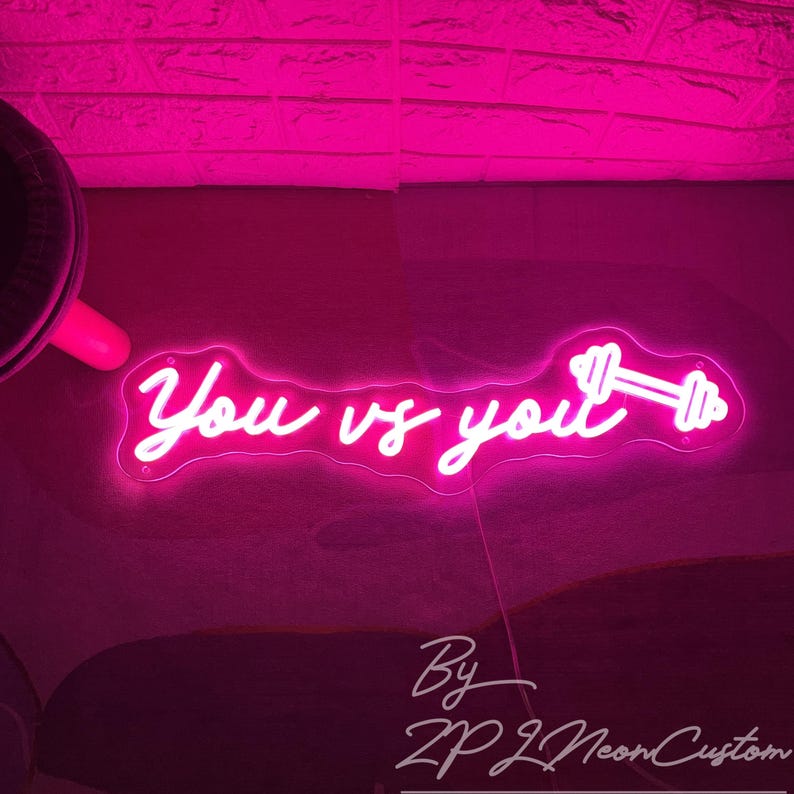 You Vs You Neon Sign Custom Neon Sign Gym Decor Motivational Quotes Led