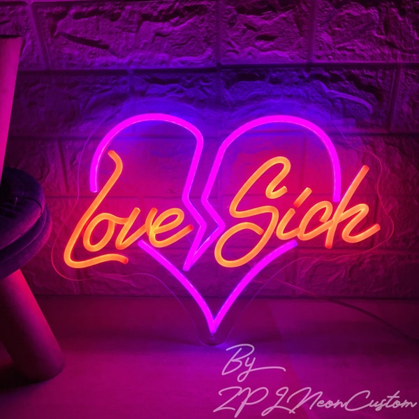 Love Sick Neon Leuchtreklame Benutzerdefinierte Leuchtreklame Herz gebrochen Leuchtreklame Led Licht Home Schlafzimmer Wanddekor Neon Art Party Decor Valentinstag Geschenk