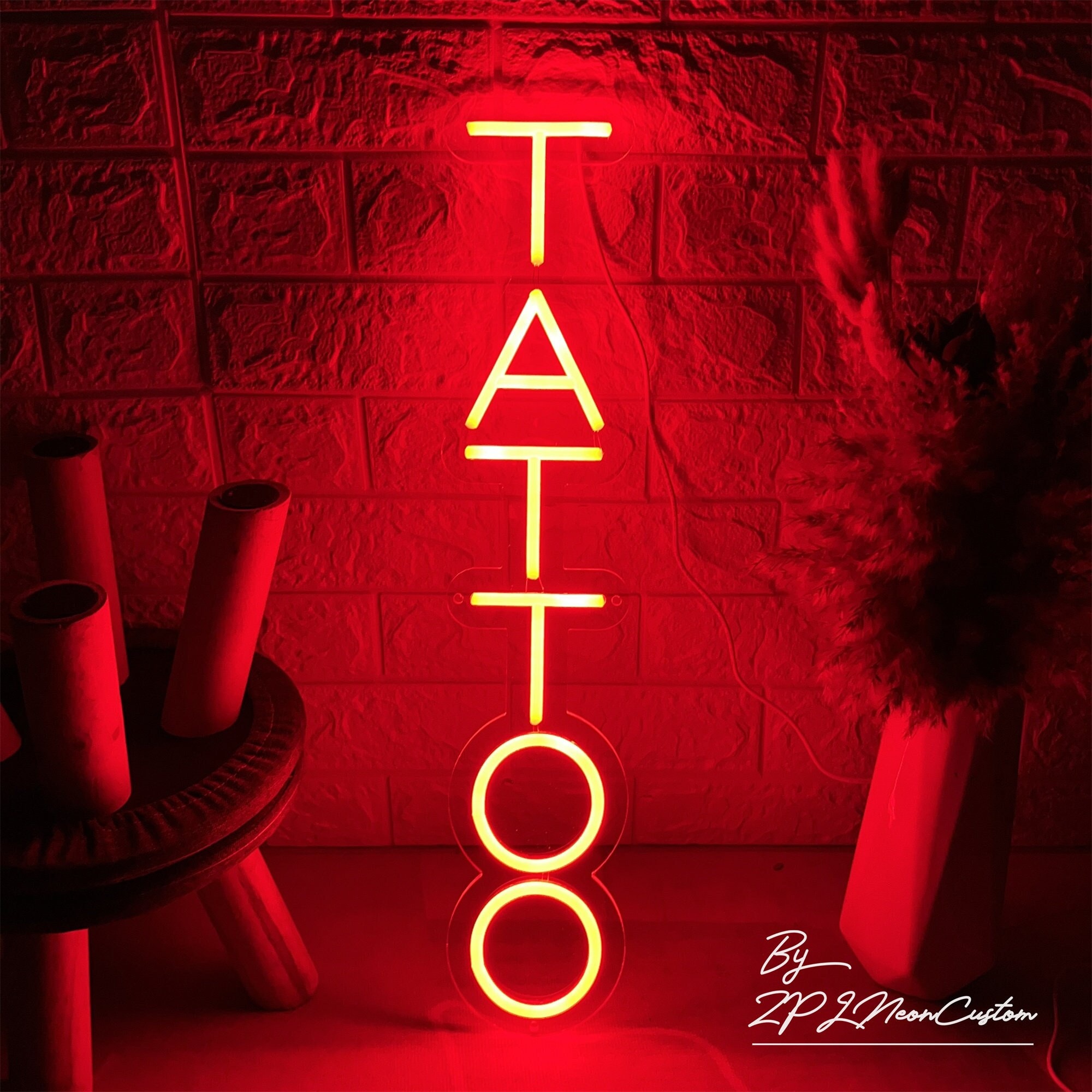 Tattoo Neon Sign Dimmable Tattoo Neon Light LED Neon Sign for Wall Decor Light Up Sign for Tattoo Salon Studio Shop Business Logo Bedroom Beer Bar