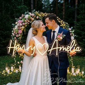 Custom Wedding Name Neon Sign, Name LED Light, Home Bedroom Decor, Wedding Party