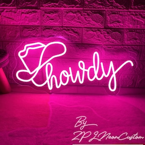 Howdy Neon Sign Cowboy Hat Neon Sign Custom Neon Sign Western Cowboy Led Light Cowboy Party Decor Home Wall Decor Personalized Gift Neon Art
