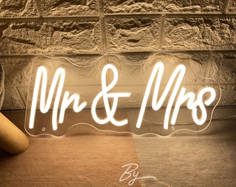 Mr & Mrs Neon Sign Custom Wedding Neon Sign Led Light Home Wall Decor Wedding Party Propose Backdrop Decor Personalized Gifts For Wedding