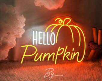 Orange Glowing Pumpkin Neon Sign – Halloween Table Light, USB Or Battery Powered