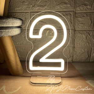 Table Number Neon Sign Table Neon Sign 9.5&quot; Height USB Led Light for Wedding Birthday Table Number Led Neon Sign Wedding Party Bar Decor