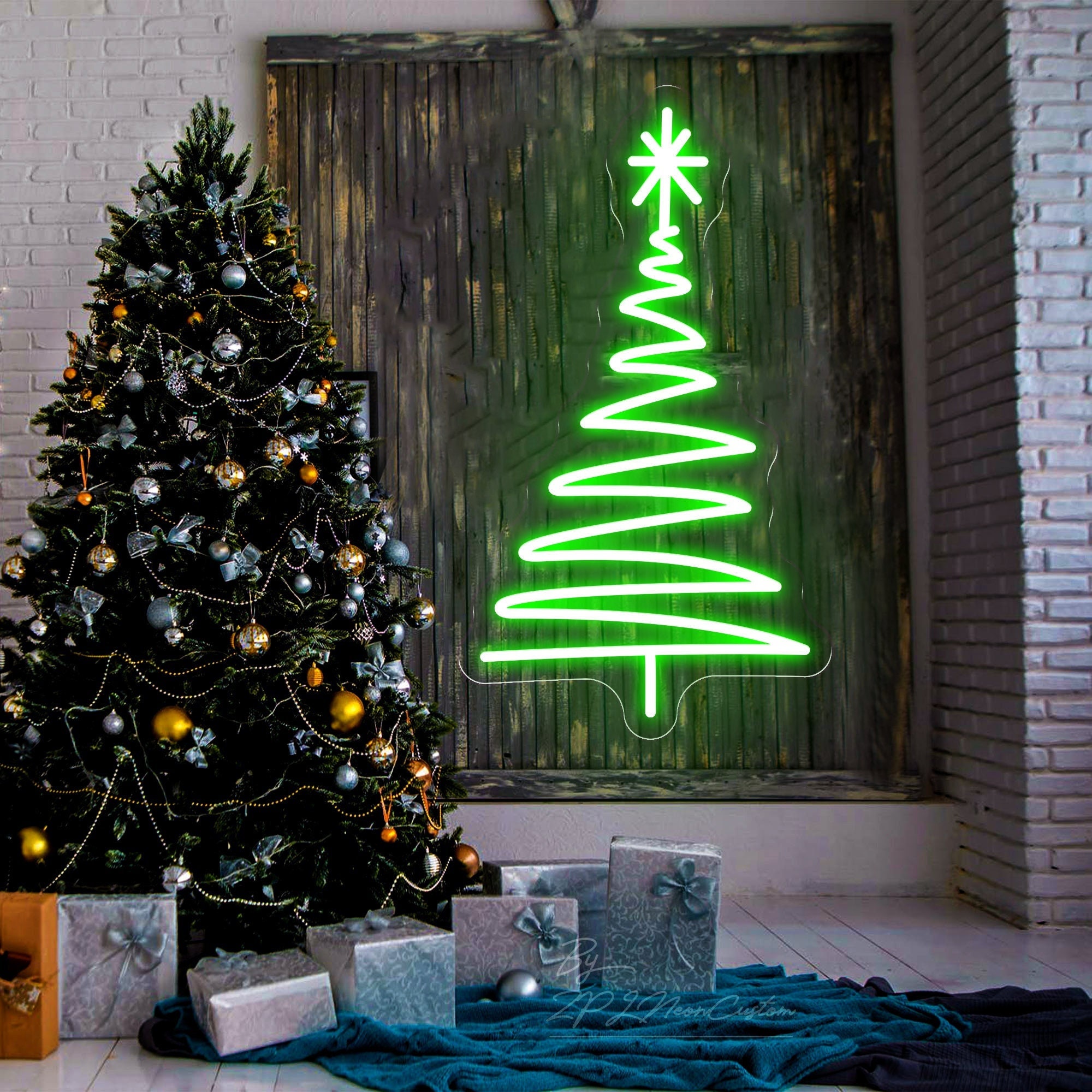 Árbol de Navidad de neón con luces LED para árbol de Navidad, letrero de  neón con USB, decoración de habitación de vacaciones, fiesta, decoración de