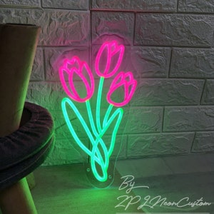 Flower Neon Sign Rose Neon Sign Custom Plants Neon Sign Bedroom Home ...