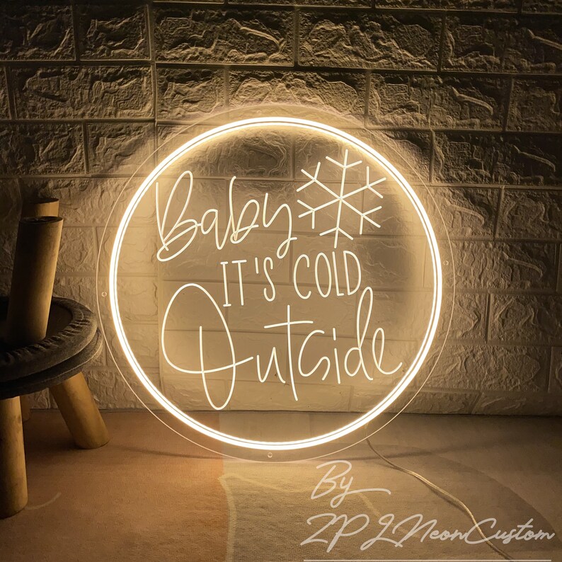 Baby It's Cold Outside,Christmas Neon Sign Custom,USB Led Light for Kids Rooms,Festival Party Event Decor,Shop Signage,Christmas Gifts Warm White