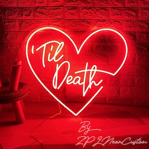Til Death Heart Neon Sign Custom Wedding Neon Sign Led Light Wedding Party Backdrop Room Decor Home Wall Decor Personalied Gift Neon Art
