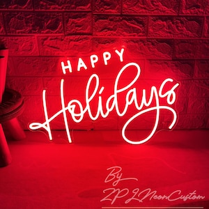 Happy Holidays Neon Sign Custom Neon Sign Merry Christmas LED Neon Light Home Festival Party Wall Decor Christmas Gift Happy New Year
