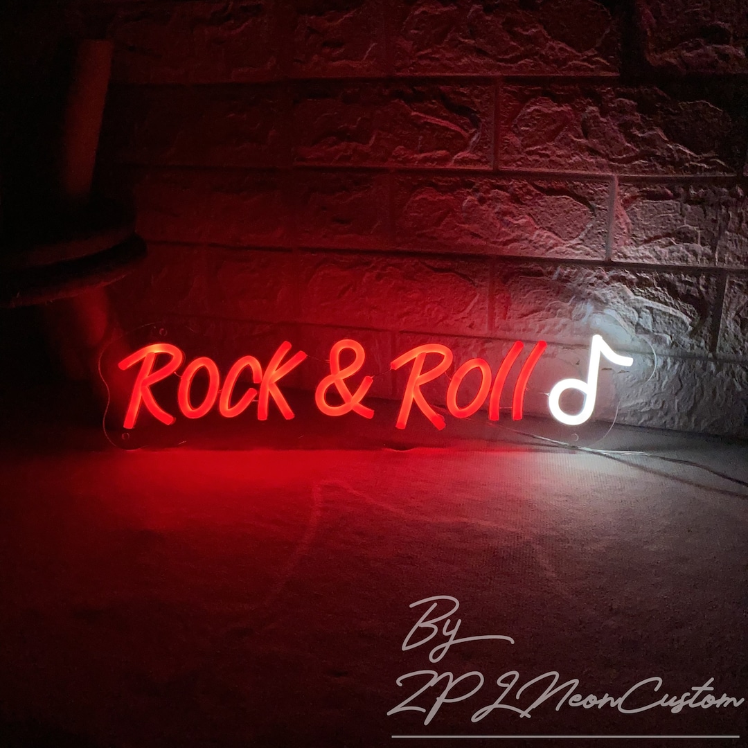 Rock and Roll Music Neon Sign Custom Neon Sign Music Studio Neon Sign