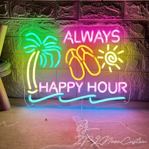 Immer glückliche Stunde Leuchtreklame Benutzerdefinierte Neon Sigm Sommer Vibes Led Lichtleiste Party Dekor Bar Leuchtreklame Raumwanddekor Personalisiertes Geschenk Neon Art