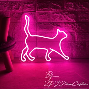 Cat Neon Sign Custom Animal Neon Light Walk Cat Led Neon Light Bedroom Home Wall Decor Pets Shop Decor Personalized Gift Cat Neon Art Decor