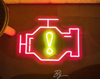 Check Engine Neon Sign Custom Neon Sign Garage Neon Sign Home Wall Garage Decor Led Light Car Repair Shop Decor Personalized Gift For Dad