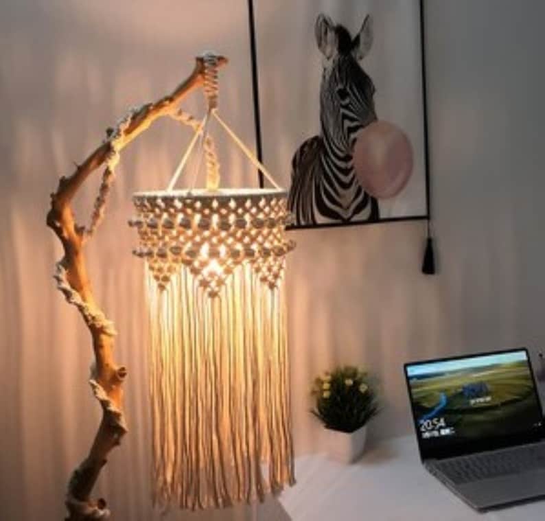 Macrame Lamp Shade Boho Hanging Pendant Light Cover Bohemian Etsy