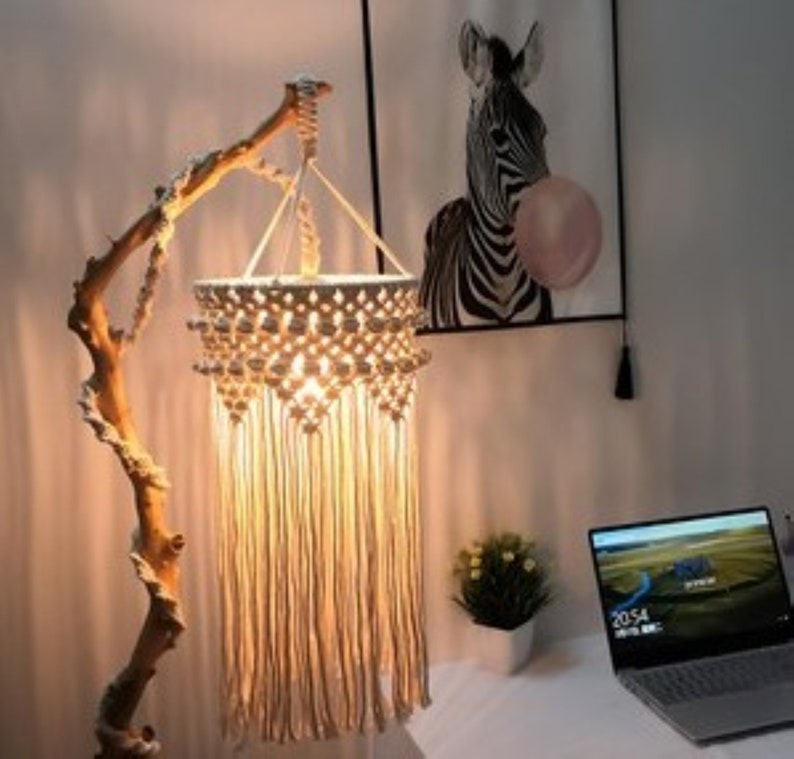 Macrame Lamp Shade Boho Hanging Pendant Light Cover Bohemian Etsy