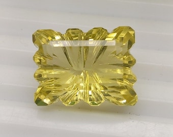 17.5 Cts, Natural Lemon quartz Carved Gemstone, Octagon shape, Lemon quartz Faceted Gemstone for Jewelry 17X13MM