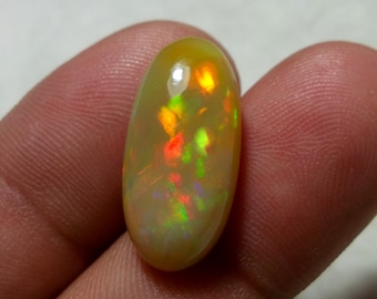6.80 Cts Ethiopian  Opal Cabochon Size 20.4x10x4.6 MM Oval shape Rainbow Fire October Birth Stone Welo Opal Smooth Gemstone Opal Cabs Ring