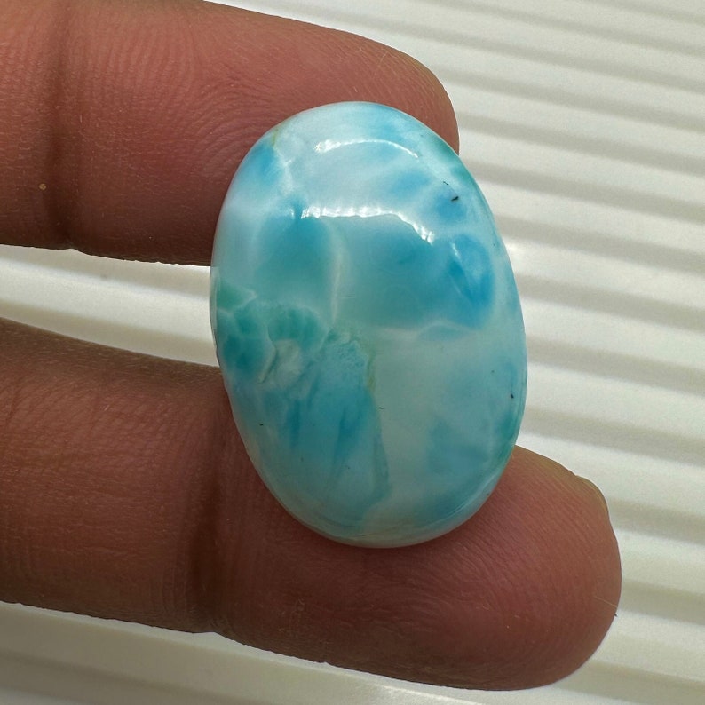 18 Cts Natural Dominican Larimar Gemstone Unique Larimar Cabochon Loose Gemstone Making for jewelry Size 25x17x5 MM image 1