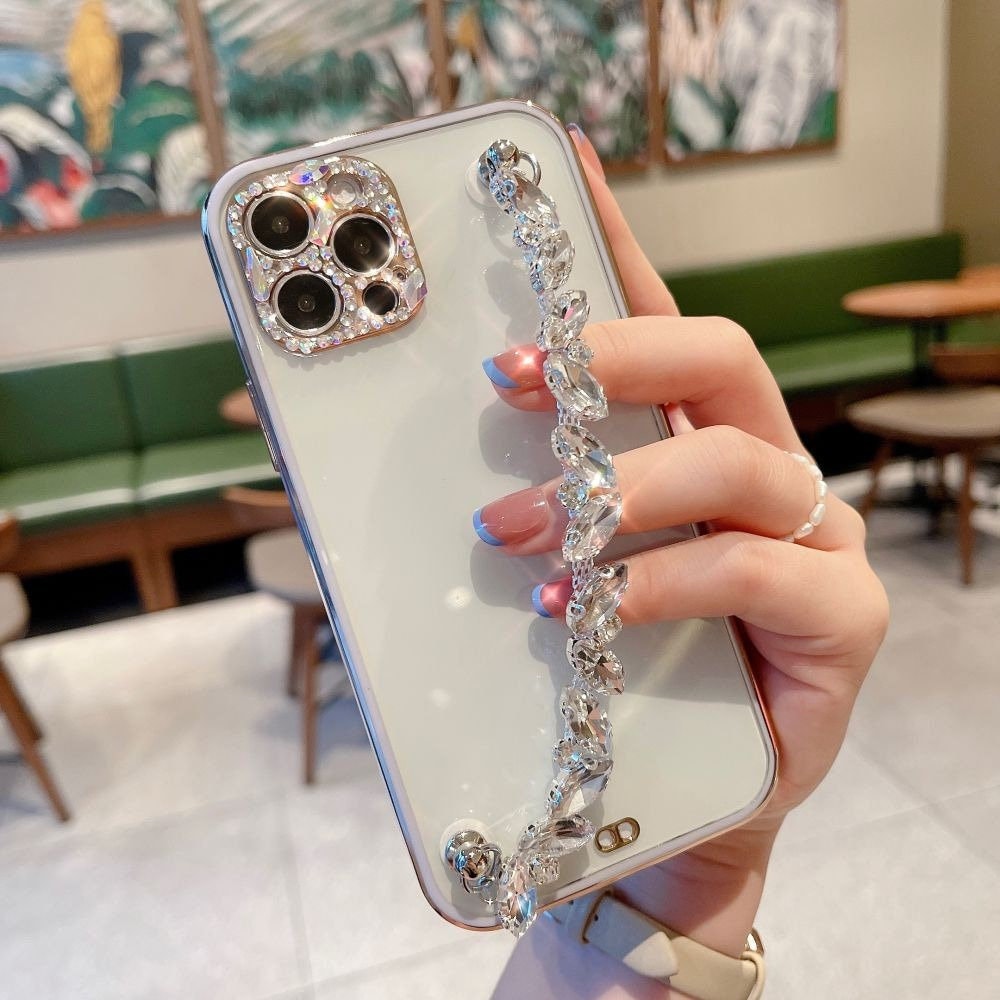 Luxury Crystal Gem and Flower Camera Protection Case - iPhone 15 Pro 