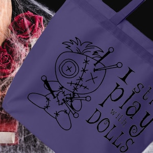 Voodoo I Still Play With Dolls Large Zippered Tote
