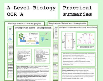 A Level Biology Practical Summaries || OCR A