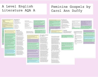 Feminine Gospels A Level English Literature A* Analysis Notes AQA A
