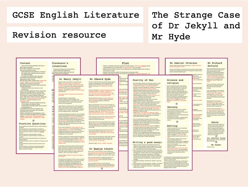 GCSE English Literature Jekyll and Hyde Revision Resource || Grade 9!
