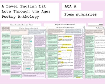 A Level English Literature Poetry Summaries || AQA A