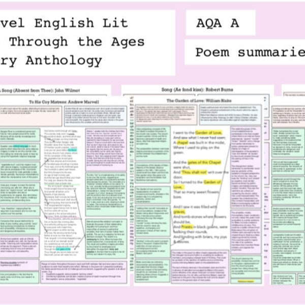 A Level English Literature Poetry Summaries || AQA A