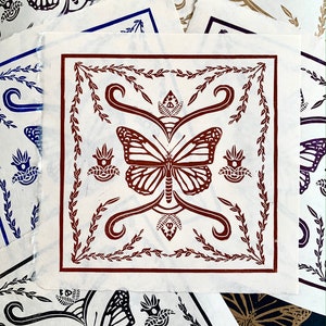 Monarch Linocut Print, original lino print, butterfly print, linoleum print, linocut, jellystudioco print