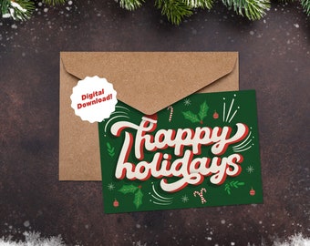 Digital Happy Holidays Greeting Card / Printable / Instant Download