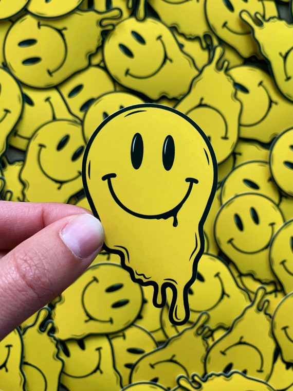 Smiley Face Sticker Droopy Smiley Sticker Drippy Smiley Sticker Smile  Sticker 