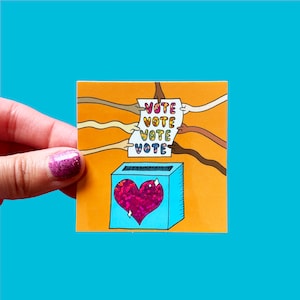 Vote Sticker - Orange with Glitter