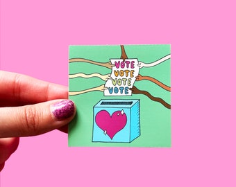 Vote Sticker - Green Matte Mirrored