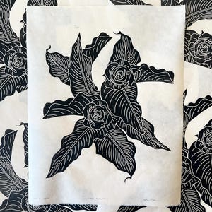 Rose Garden Linocut Print