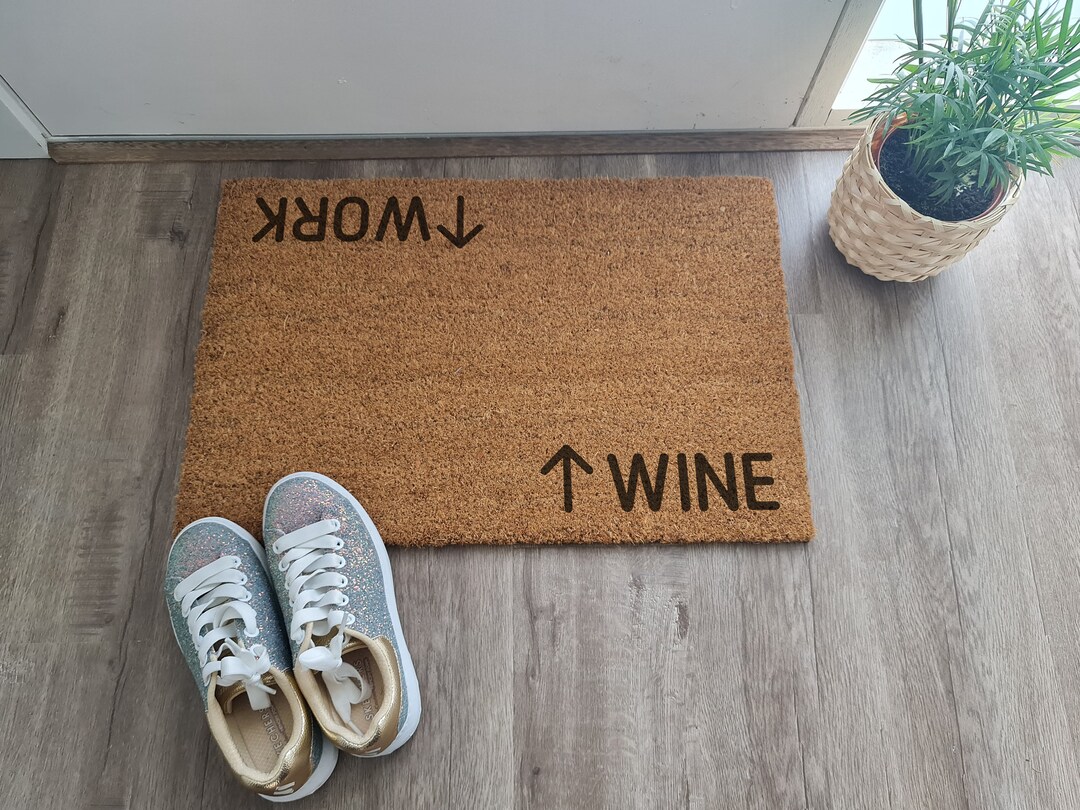 Custom Door Mat Wine Work Housewarming Birthday Coir Doormat Etsy