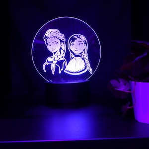 Frozen Elsa & Anna Night Light 8 Colours LED Lamp USB Custom Gift