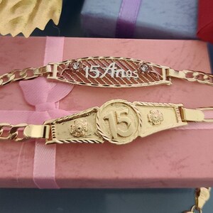 14k Gold Plated MIS XV Bracelet | Pulcera "Mis 15" en Oro Laminado | Gift for 15 Years | Regalo para tus Quince | Deal Today | bild 5