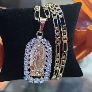 14k Gold Plated Virgin Mary Necklace | Virgen de Guadalupe Cadena | Big Pendant | Gold Plated Catholic Jewelry | Oro Laminado | Deal Today |