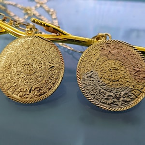 14k Gold Plated Mexican Calendar Necklace | Calendario Azteca cadena | Oro Laminado | Special Gif | Deal Today |