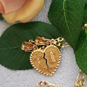 14k Gold Plated Virgin Mary & Christ Split not split I Love You Pendant | Bella cadena Virgen Guadalupe Te Amo | Oro Laminado | Deal Today