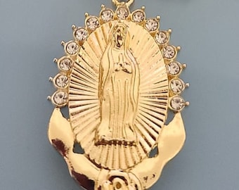14k Gold Plated guadalupe Virgin Necklace Cadena De La Virgen Oro ...