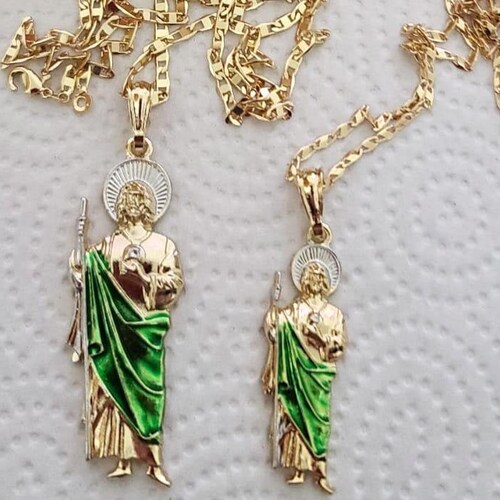 14k Gold Plated Saint Jude Necklace san Judas Tadeo Cadena - Etsy