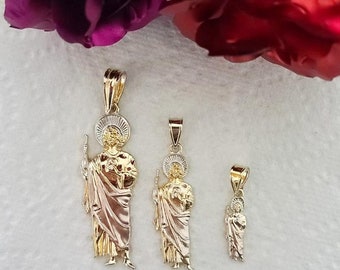thumbnail image 2 of JEYFEL Saint Jude San Judas Tadeo Hoop Earrings – 14K Yellow Gold Plated With Crystal 2 of 6