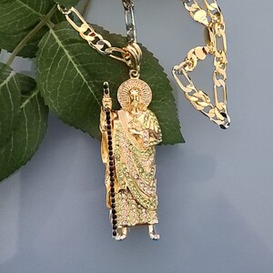 14k Gold Plated Saint Jude Necklace san Judas Tadeo Cadena - Etsy