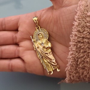14k Tricolor Gold Plated Saint Jude Necklace | San Judas Tadeo Cadena ...